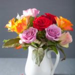 beautiful colorful rose flowers bouquet in vase